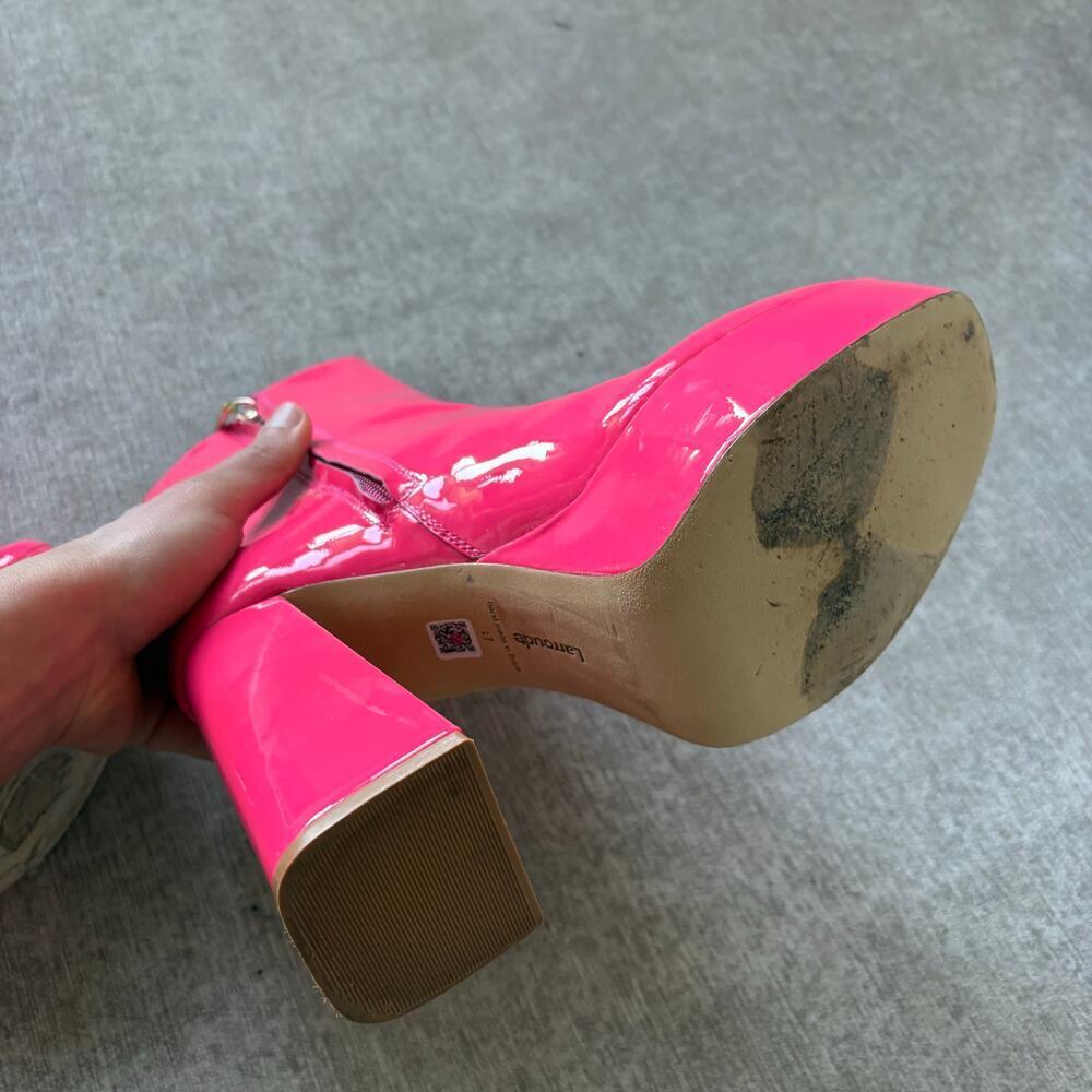 $500 Larroudé Dolly Boots in Pink Patent Leather - Picture 3 of 9